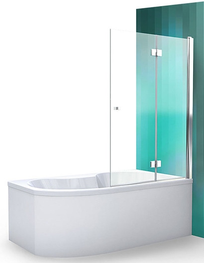 dušas siena vannai TZVL2, 1000 mm, h=1400, kreisā puse, briliants/caurspīdīgs stikls